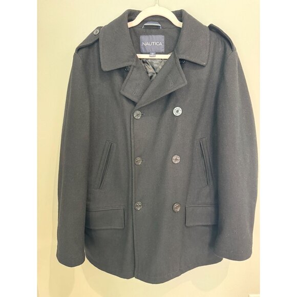 Men's Nautica Double-Breasted Wool Peacoat size large - Picture 4 of 16